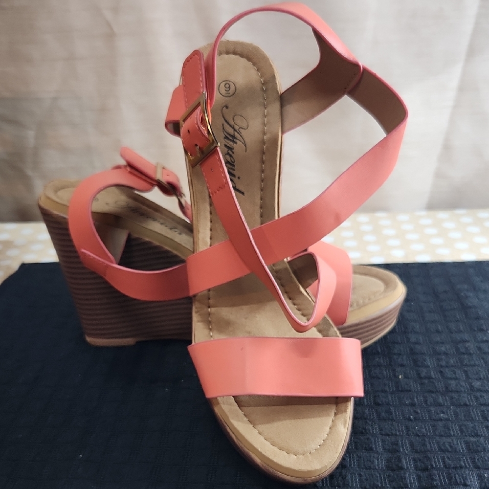 Chic Pink Wedge Sandals with Ankle Strap